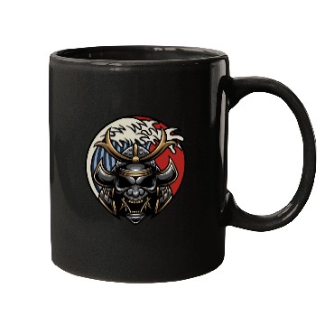 Discover Samurai japan graphic grey mask Mugs