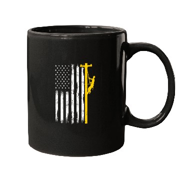 Discover Lineman US Flag Lineworker Patriotic Mugs