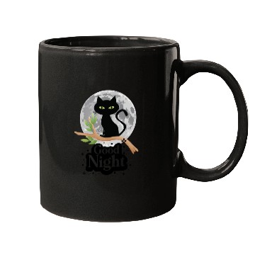 Discover Black Cat Moon Good Night Mugs