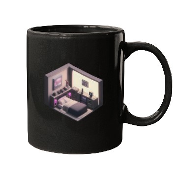 Discover Isometric Bedroom - Synthwave Retro Future Room Mugs