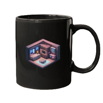 Discover Voxel Room - Synthwave Retro Futuristic Room Mugs