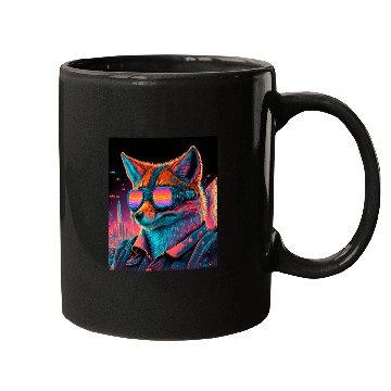 Discover Retro Futuristic Synthwave Fox Mugs
