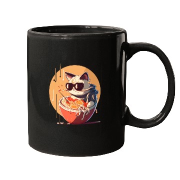 Discover cat eating Chinese food,cute design for Meow lover Mugs