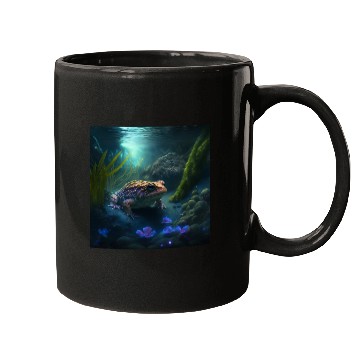 Discover A toad in a creek the toad has blue glowing eyes Mugs