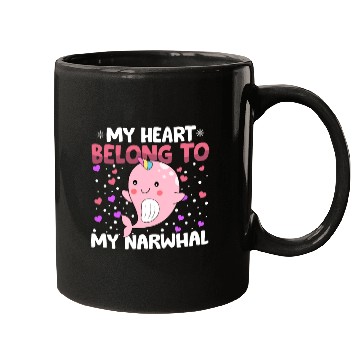 Discover Valentines Day My Heart Belong to My Narwhal Boys Mugs