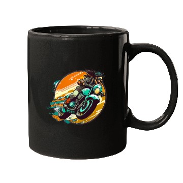 Discover Man Riding Green Motorcycle Mugs