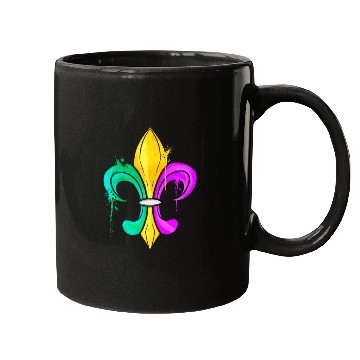 Discover Green, Golden and Purple Fleur De Lis Mugs