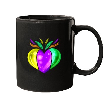 Discover Yellow Golden, Purple And Green Heart For Mardi Mugs