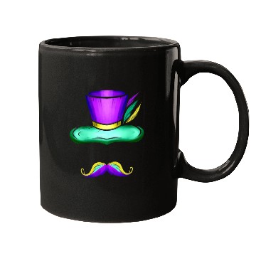 Discover Hat And Mustache For Mardi Gras Mugs