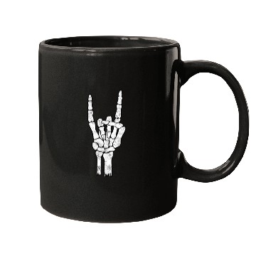 Discover Skeleton Hand Rock Metal Sign Mugs