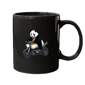 Discover Panda Riding on Motorcycle Mugs
