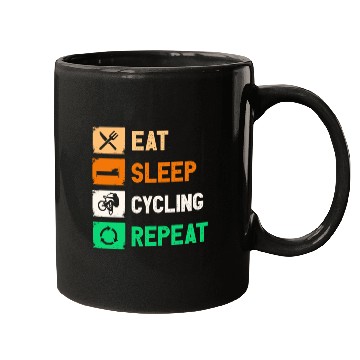 Discover Eat Sleep Cycling Repeat Funny Mugs Design