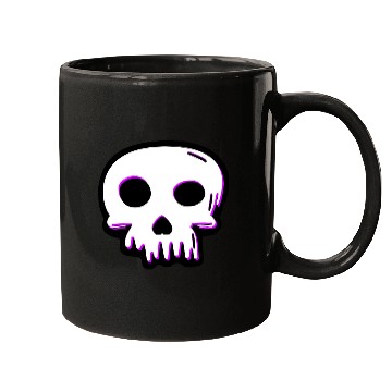 Discover 2D Vector Cartoony Synthwave Skull Mugs