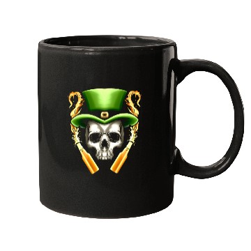 Discover Skull With Leprechauns Hat And Beer Party St Mugs