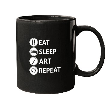 Discover Funny Eat Sleep Art Repeat Artist Creative Gift Mugs