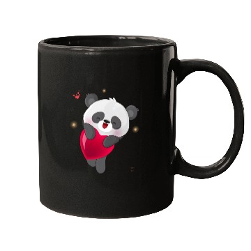 Discover Cute Panda Embrace Heart Design Mugs