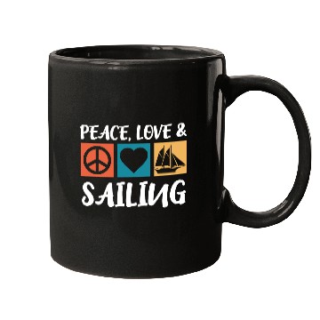 Discover Sailing Peace Love Captain Anchor Sailing Ship Mugs