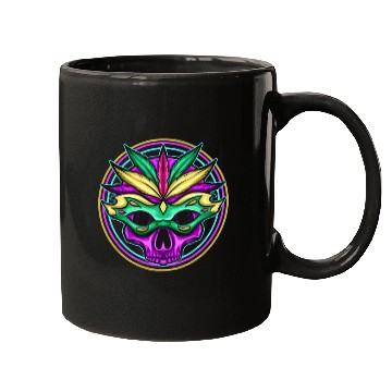 Discover Logo Masked Purple Skull For Mardi Gras Mugs