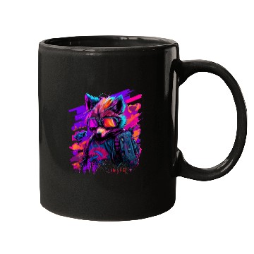 Discover cyberpunk synthwave cool fox Mugs