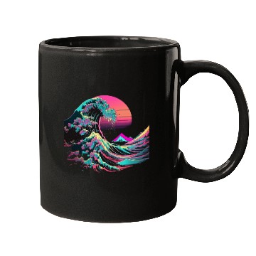 Discover Vaperwave Aesthetic Glitch Great Wave Retrowave Sy Mugs