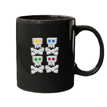 Discover 8-bit Pixel Pop Art Style Pirate Flag Skulls Mugs