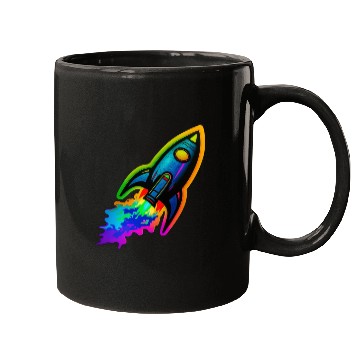 Discover Psychedelic Retro Neon Rocket Mugs