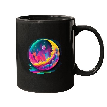 Discover Neon Abstract Watercolor Moon Mugs