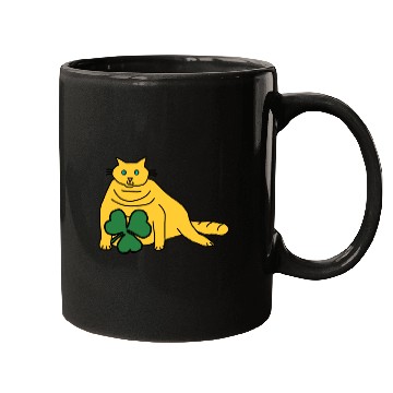 Discover Saint Patricks Day Yellow Chonk Cat with Shamrock Mugs