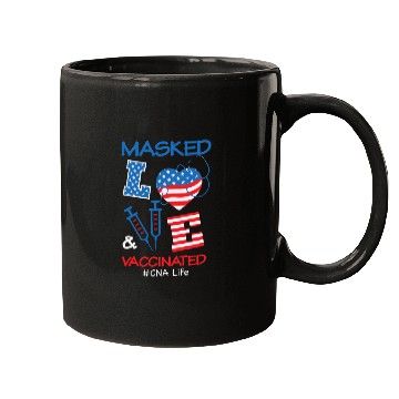 Discover Masked LOVE Vaccinated USA Flag 4th of July Gifts Mugs