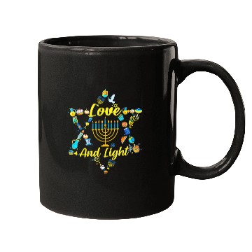 Discover Love and Light Hanukkah Mugs Jew Menorah Jewish C