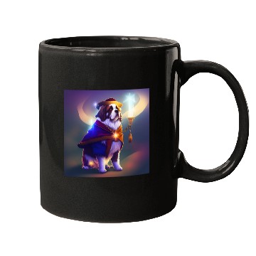 Discover Saint Bernard Dog as a Wizard Mugs