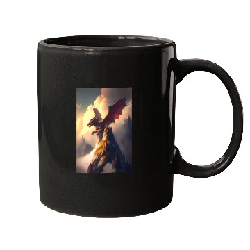 Discover Mystical Dragon in fog Mugs