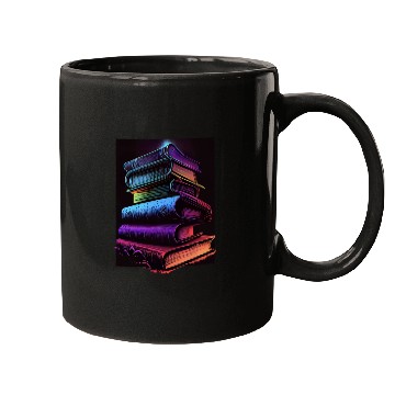 Discover Synthwave Book Stacks Design - Retro Vibes Mugs