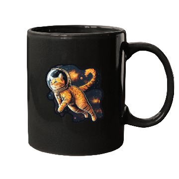 Discover Cat Floating in Space in a Space Helmet Mugs