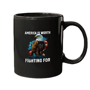 Discover America is Worth Fighting For American Bald Eagle Mugs