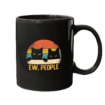 Discover Ew People Black Cat Vintage Retro â Funny Cat T Sh Mugs