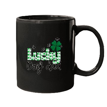Discover Lucky dog dad St. Patrick`s letters with shamrock Mugs