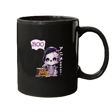 Discover Cute Skeleton Chibi Pumpkin Japanese Aesthetic Mugs