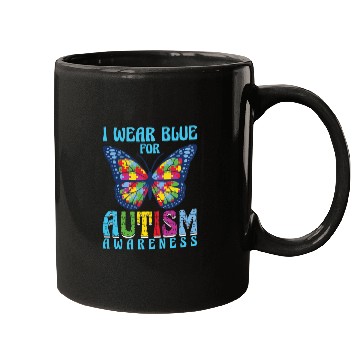 Discover I wear blue for Autism Awareness Mugs