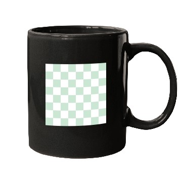 Discover Green pastel checker rectangle background. Mugs