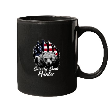 Discover US Flag Grizzly Bear Hunting Patriotic Hunters Mugs