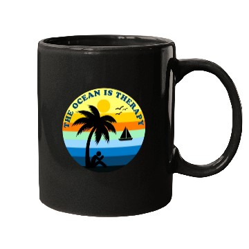 Discover The Ocean Is Therapy Mugs