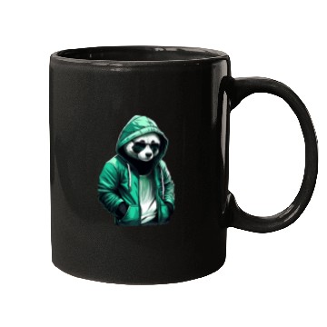 Discover Cool Panda with Green Mugs and Sunglasses