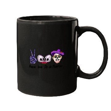 Discover Peace love Día de Muertos sublimation men Mugs