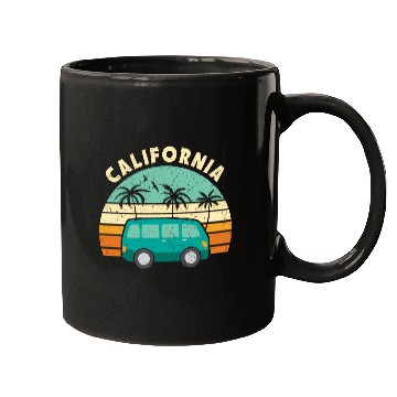Discover California Hippie van Surf Surfer Sunset Mugs