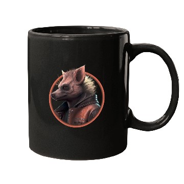 Discover Punk hyena with leather jacket Mugs
