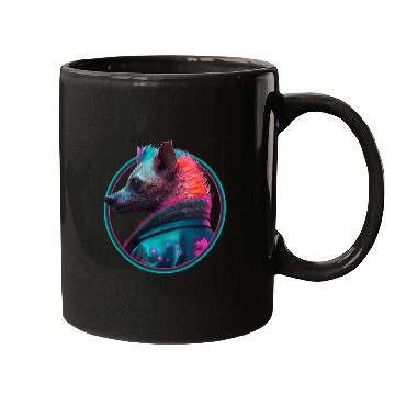 Discover Punk hyena in leather jacket Mugs
