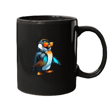 Discover Cool Winter Penguin with orange sunglasses Mugs
