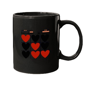 Discover Tic Tac Toe Red Heart vs. Black Heart Mugs