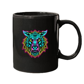 Discover IdyllBeast Neon Wolf Mugs